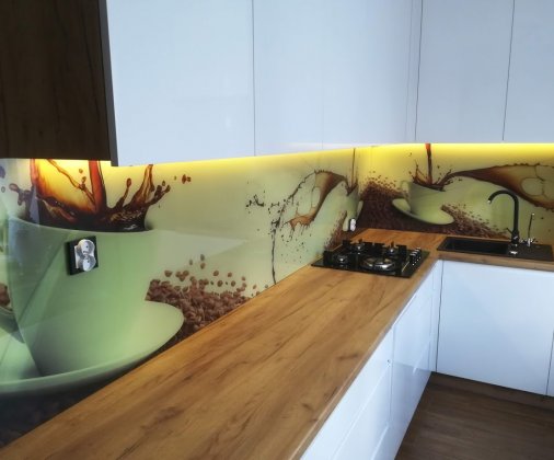 Szkło lakierowane do kuchni - nadruk filiżanki kawy